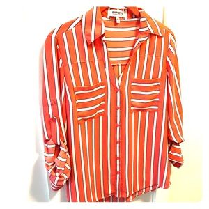 Coral/pink and white striped Portofino top